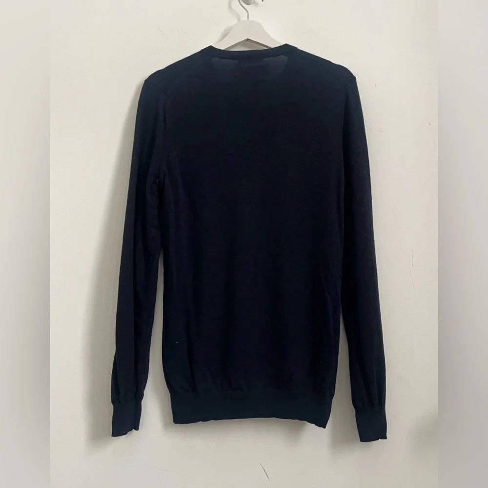 Joseph Abboud Extra Fine Merino Wool V Neck Sweater Mens Sz S Navy Blue Academia
